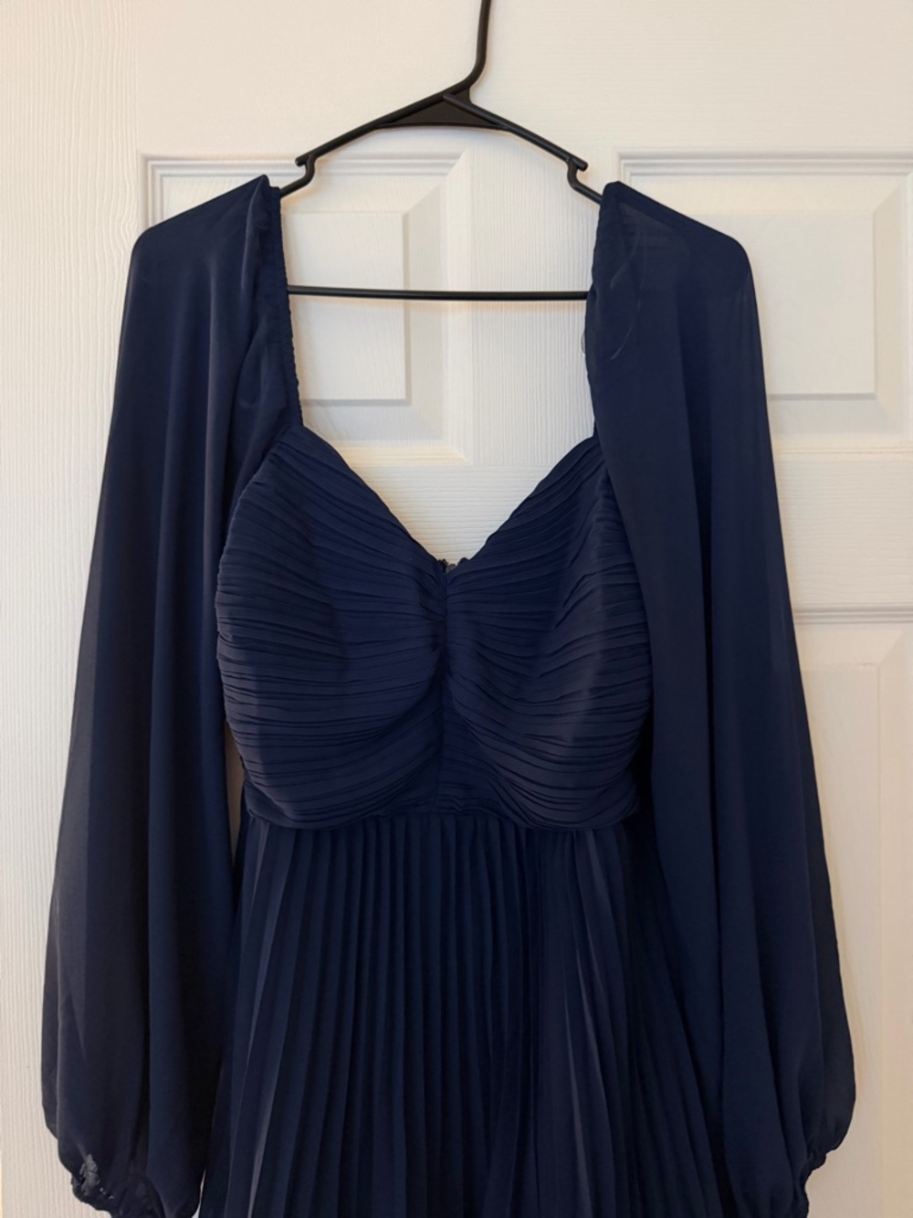 Lulus Impactful Elegance Navy Blue Tiered Balloon Sleeve Maxi Dress - Picture 10 of 12